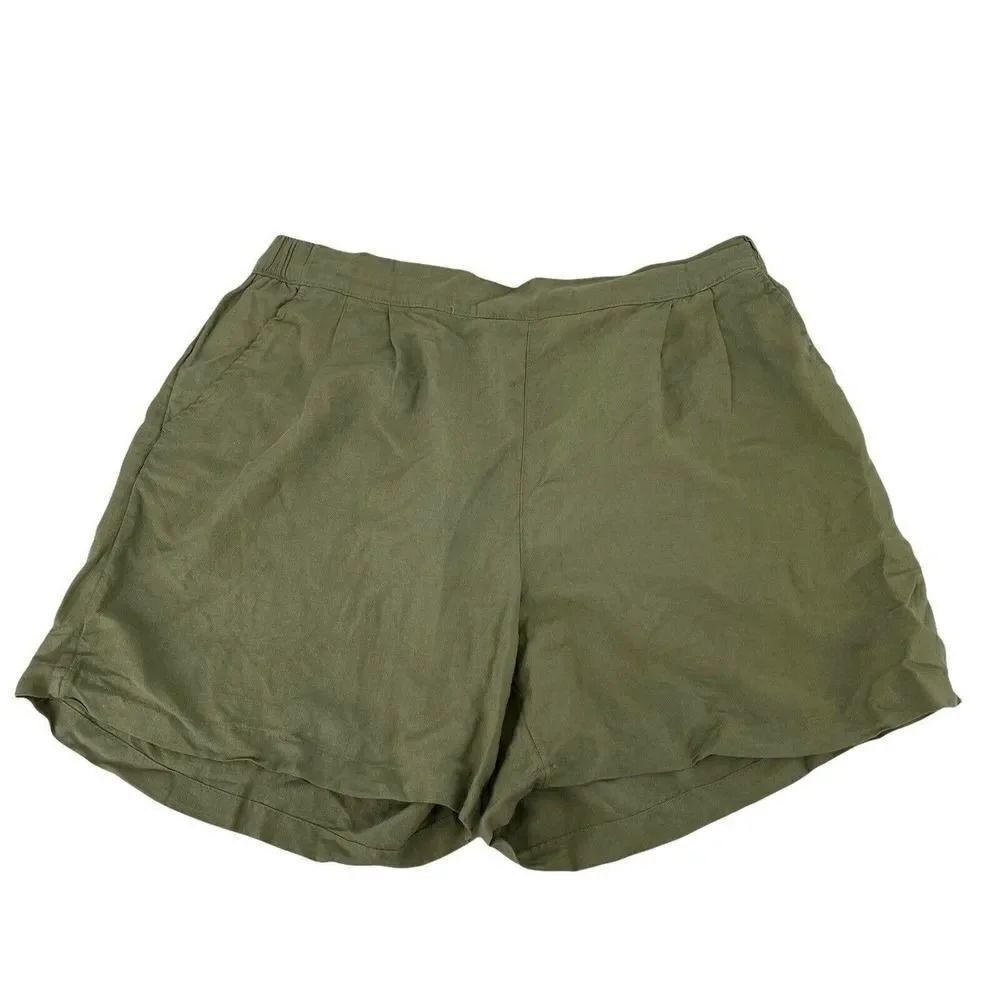 Green Linen Shorts Womens Size XXL A New Day Elastic Waist Casual Flat Front